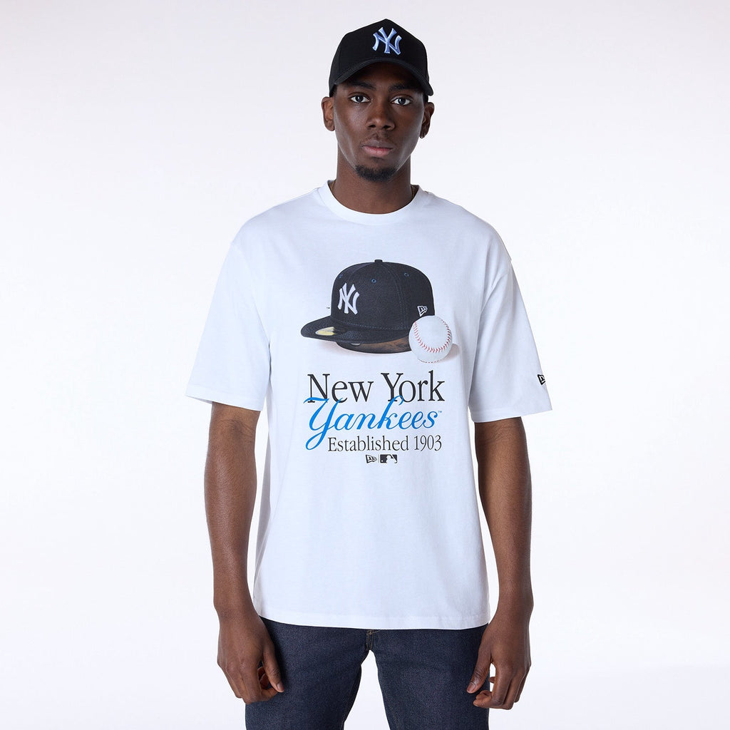 New Era Script Graphic Tee New York Yankees MLB Vintage Snapback Baseball Cap Adjustable Streetwear Hat