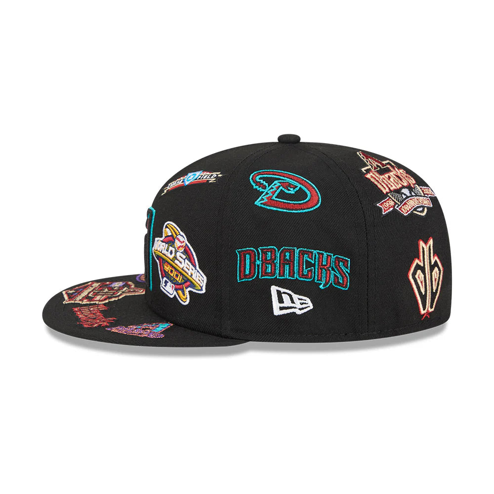 Arizona Diamondbacks All Over Patch 59Fifty Fitted MLB Vintage Snapback Baseball Cap Adjustable Streetwear Hat