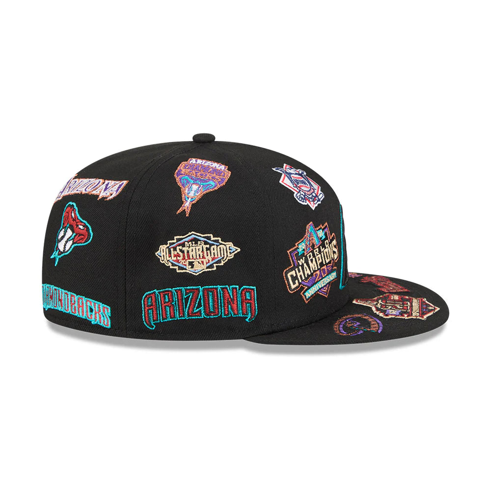 Arizona Diamondbacks All Over Patch 59Fifty Fitted MLB Vintage Snapback Baseball Cap Adjustable Streetwear Hat