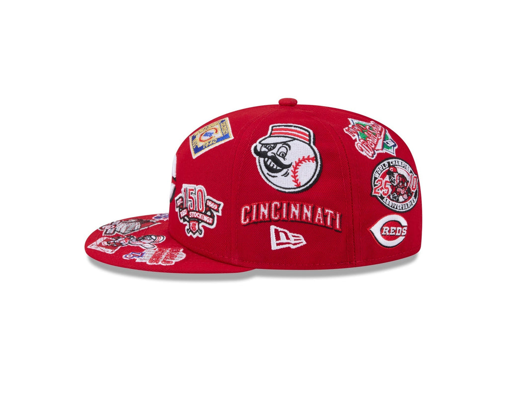 Cincinnati Reds All Over Patch 59Fifty Fitted MLB Vintage Snapback Baseball Cap Adjustable Streetwear Hat