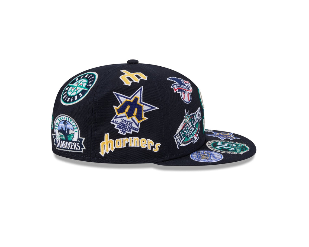 Seattle Mariners All Over Patch 59Fifty Fitted MLB Vintage Snapback Baseball Cap Adjustable Streetwear Hat