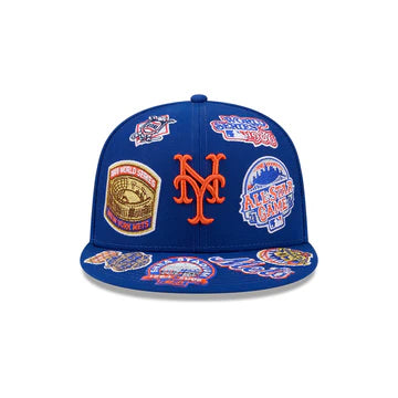 New York Mets All Over Patch 59Fifty Fitted MLB Vintage Snapback Baseball Cap Adjustable Streetwear Hat