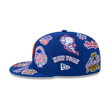 New York Mets All Over Patch 59Fifty Fitted MLB Vintage Snapback Baseball Cap Adjustable Streetwear Hat
