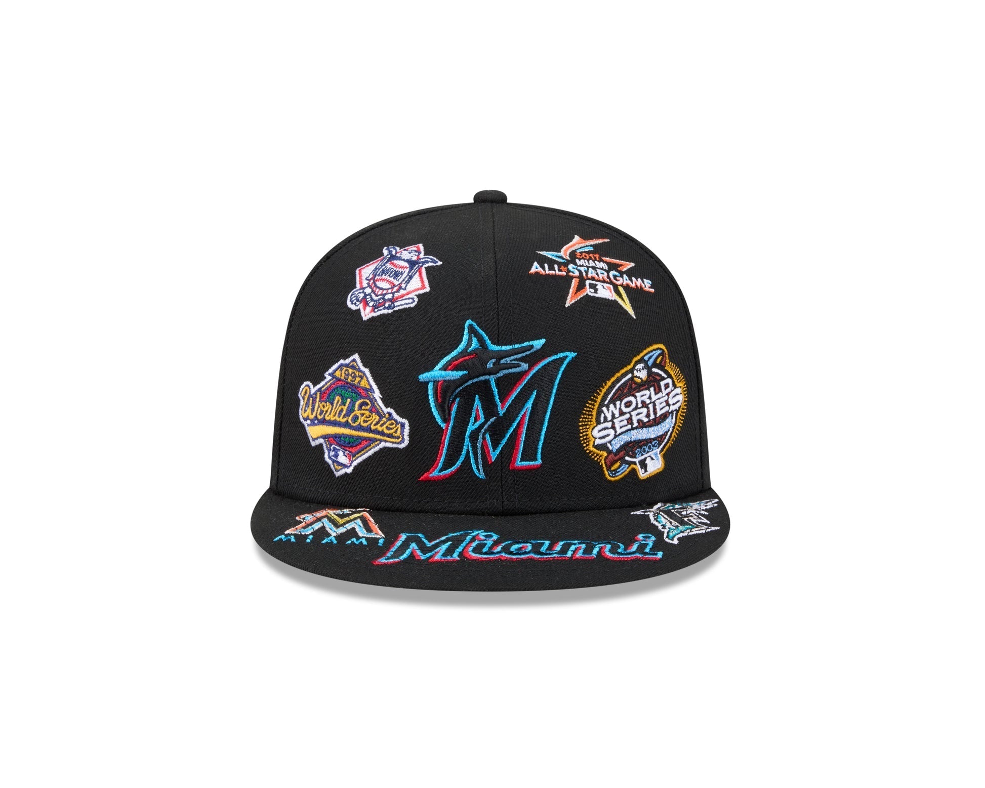 Miami Marlins All Over Patch 59Fifty MLB Vintage Snapback Baseball Cap Adjustable Streetwear Hat