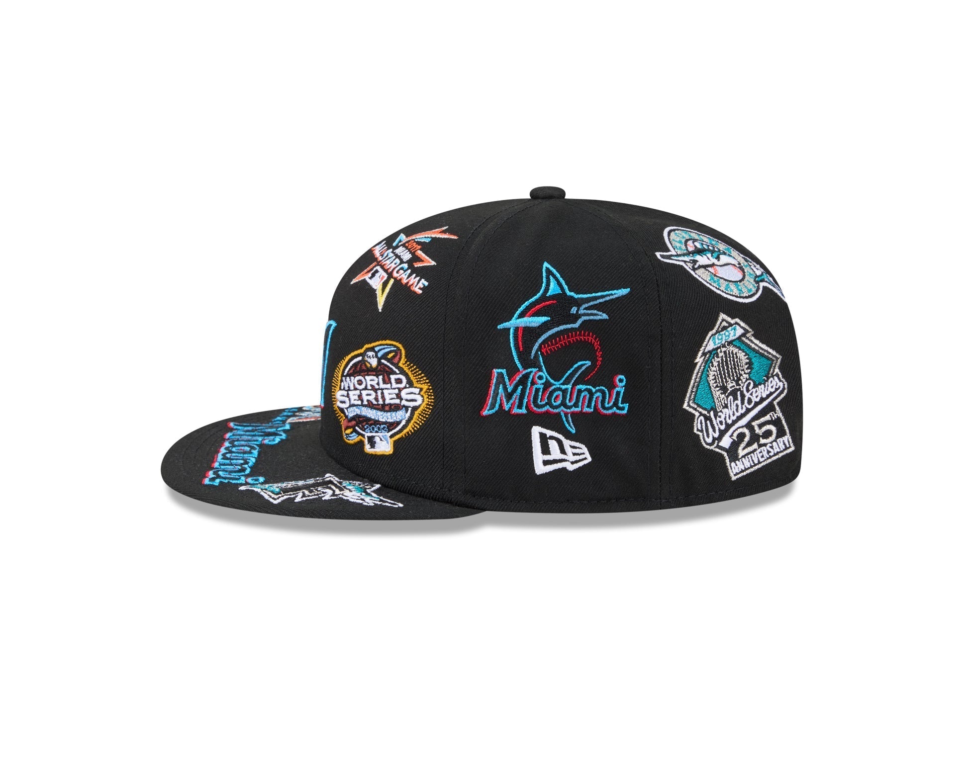 Miami Marlins All Over Patch 59Fifty MLB Vintage Snapback Baseball Cap Adjustable Streetwear Hat
