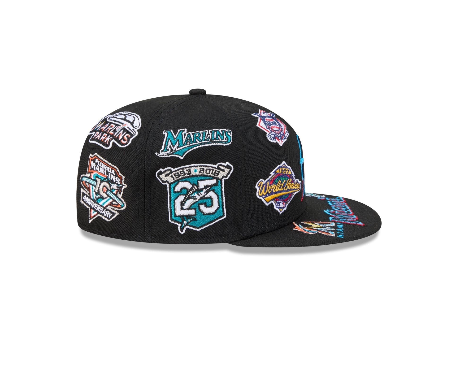 Miami Marlins All Over Patch 59Fifty MLB Vintage Snapback Baseball Cap Adjustable Streetwear Hat