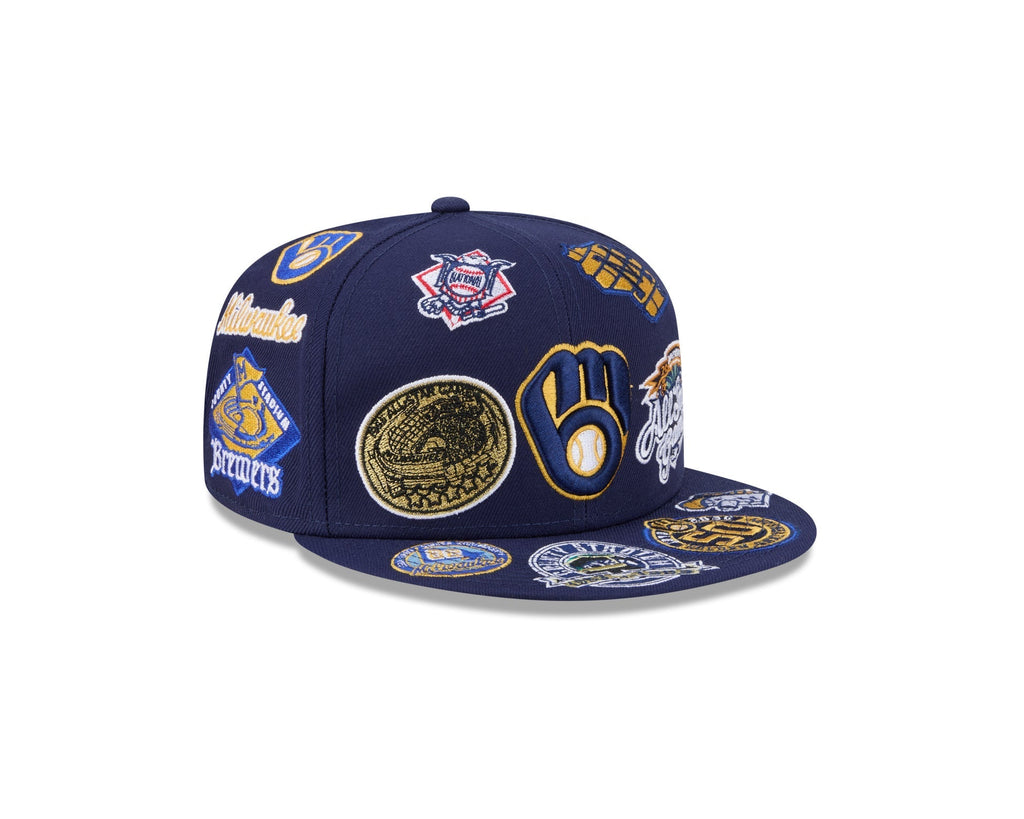 Milwaukee Brewers All Over Patch 59Fifty Fitted MLB Vintage Snapback Baseball Cap Adjustable Streetwear Hat