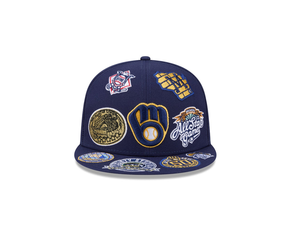 Milwaukee Brewers All Over Patch 59Fifty Fitted MLB Vintage Snapback Baseball Cap Adjustable Streetwear Hat