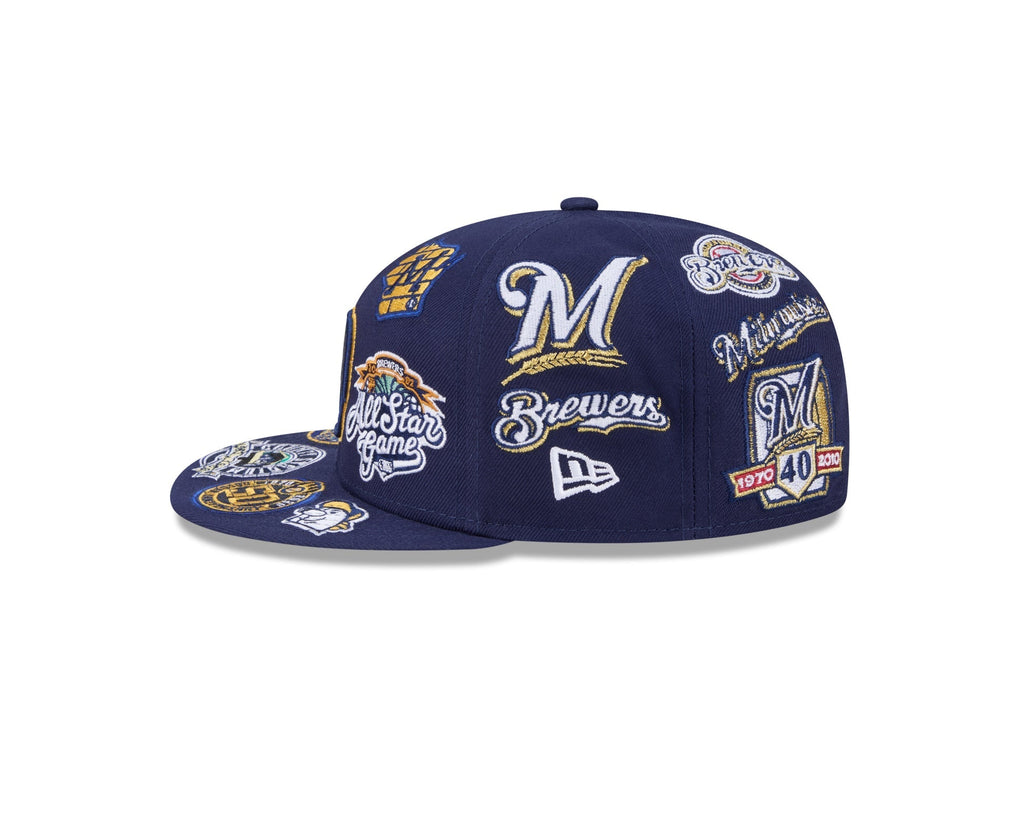 Milwaukee Brewers All Over Patch 59Fifty Fitted MLB Vintage Snapback Baseball Cap Adjustable Streetwear Hat