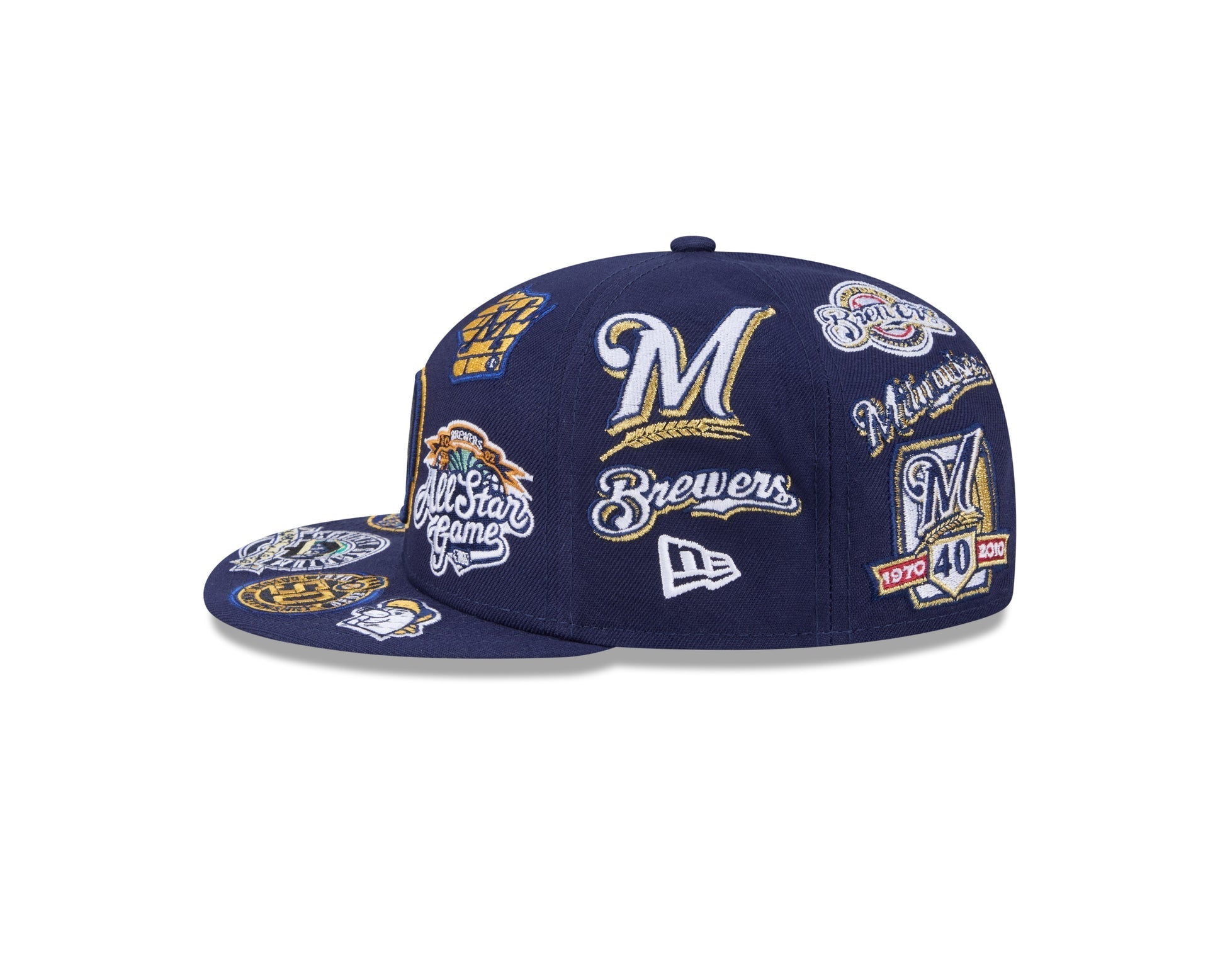 Milwaukee Brewers All Over Patch 59Fifty Fitted MLB Vintage Snapback Baseball Cap Adjustable Streetwear Hat