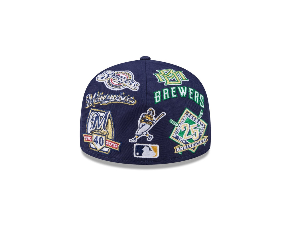 Milwaukee Brewers All Over Patch 59Fifty Fitted MLB Vintage Snapback Baseball Cap Adjustable Streetwear Hat