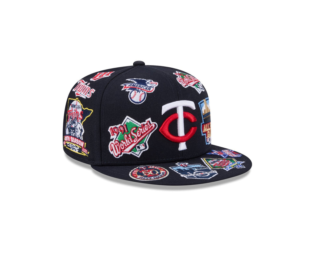 Minnesota Twins All Over Patch 59Fifty Fitted MLB Vintage Snapback Baseball Cap Adjustable Streetwear Hat