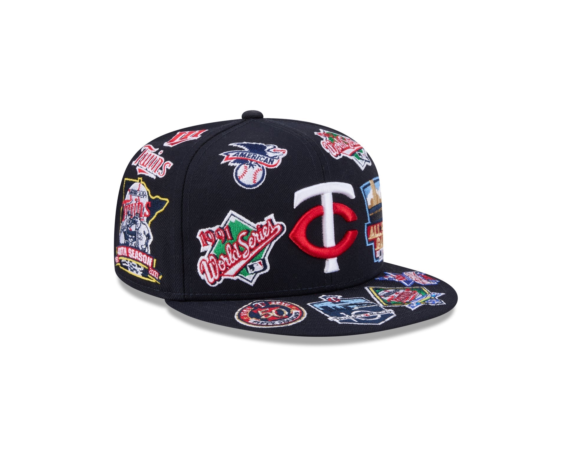 Minnesota Twins All Over Patch 59Fifty Fitted MLB Vintage Snapback Baseball Cap Adjustable Streetwear Hat