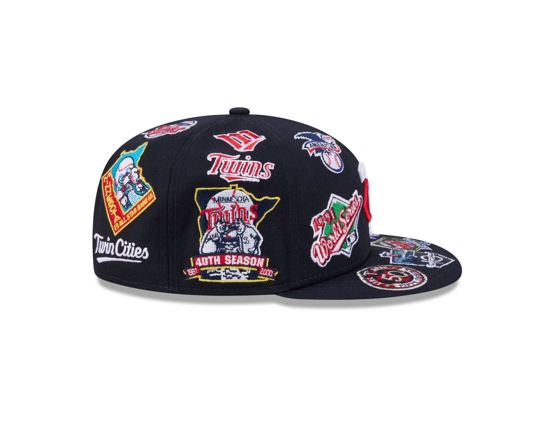 Minnesota Twins All Over Patch 59Fifty Fitted MLB Vintage Snapback Baseball Cap Adjustable Streetwear Hat