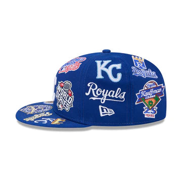 Kansas Royals All Over Patch 59Fifty Fitted MLB Vintage Snapback Baseball Cap Adjustable Streetwear Hat