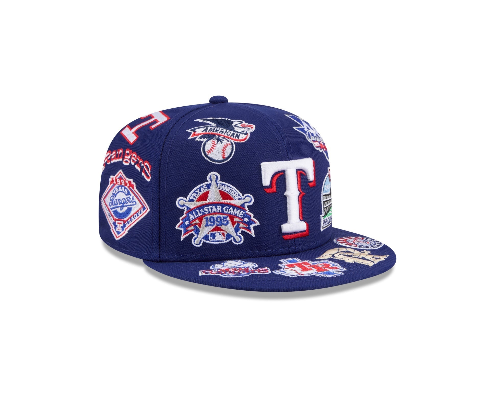 Texas Rangers All Over Patch 59Fifty Fitted MLB Vintage Snapback Baseball Cap Adjustable Streetwear Hat