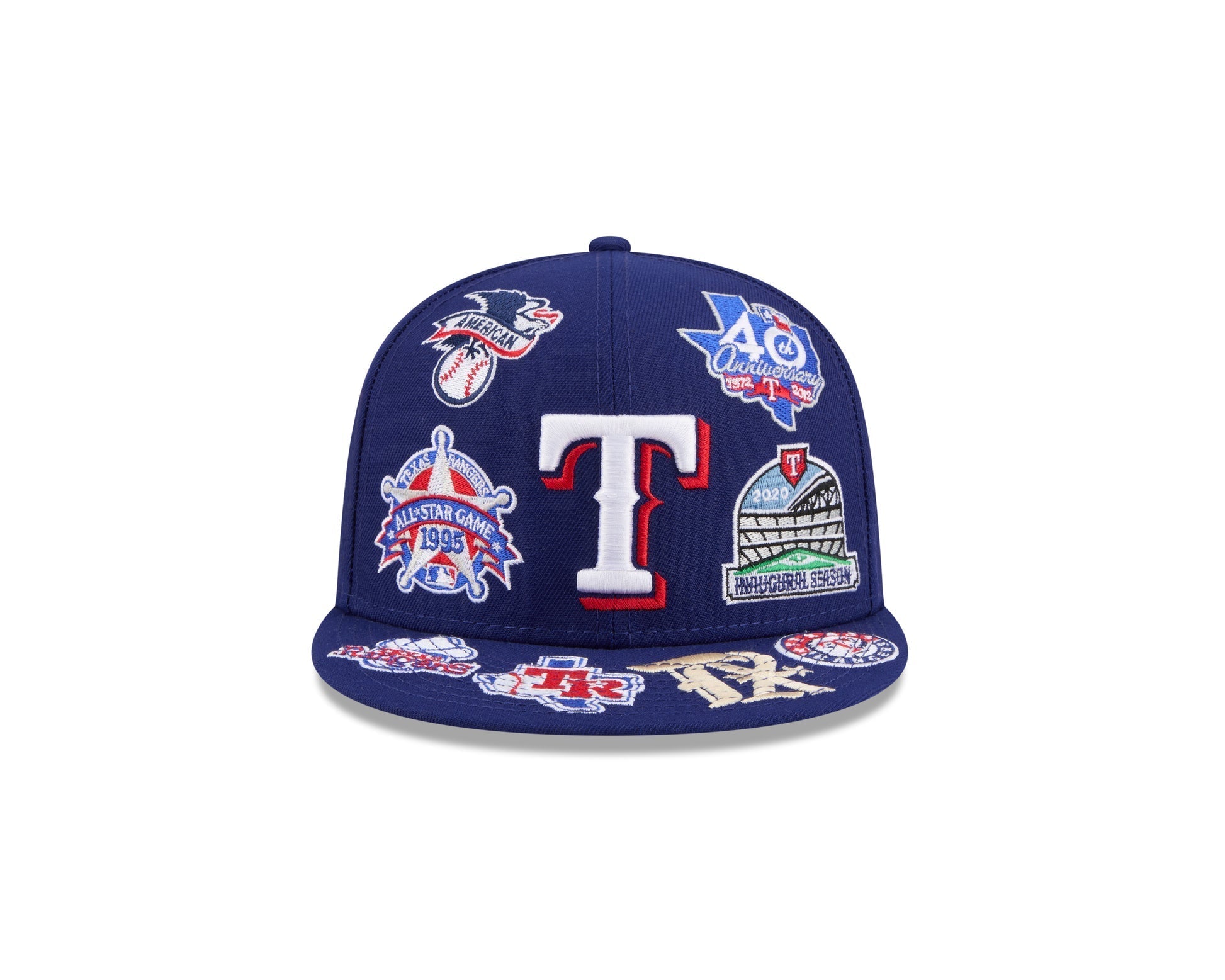 Texas Rangers All Over Patch 59Fifty Fitted MLB Vintage Snapback Baseball Cap Adjustable Streetwear Hat