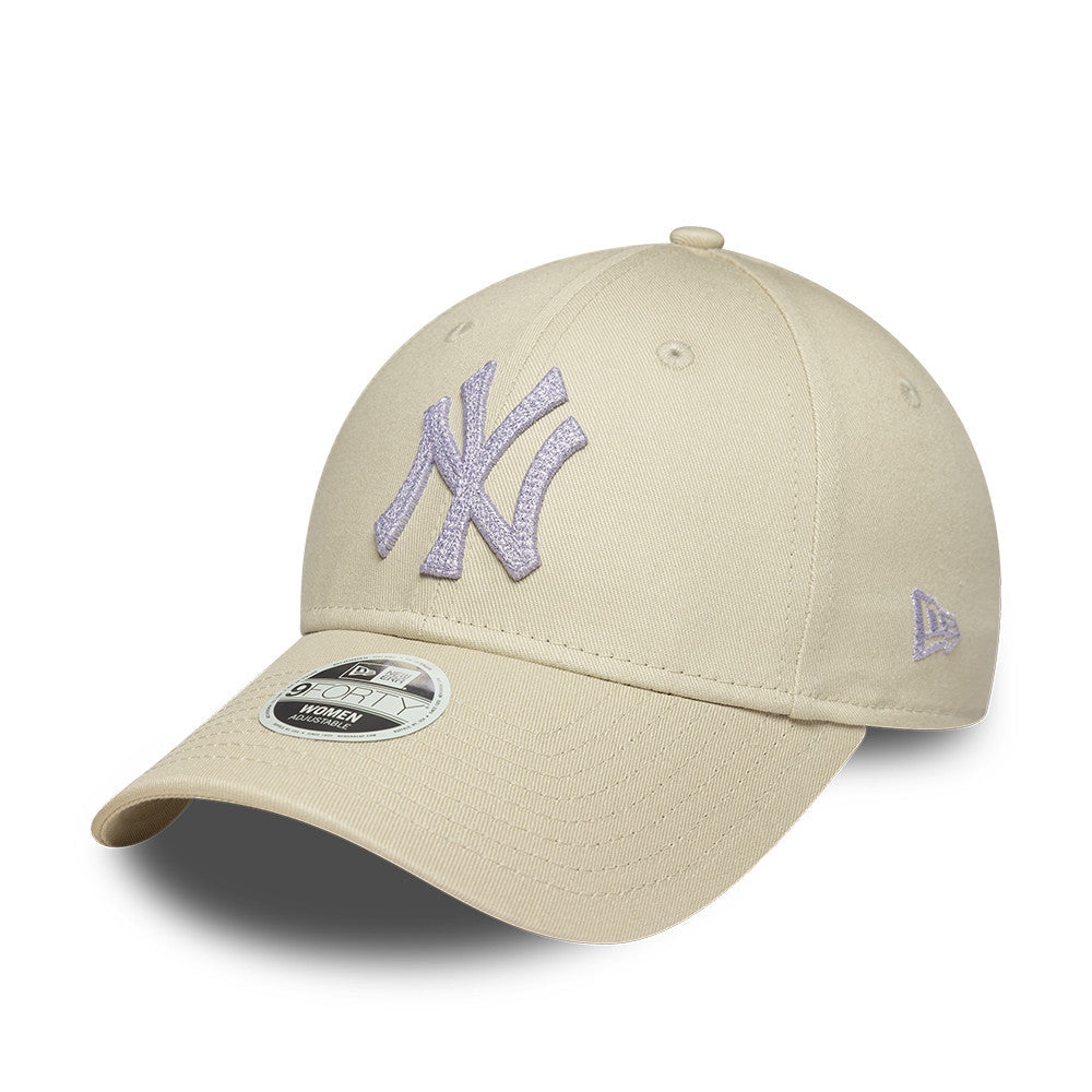 New York Yankees Womens Metallic 9Forty Strapback Beige/Purple MLB Vintage Snapback Baseball Cap Adjustable Streetwear Hat