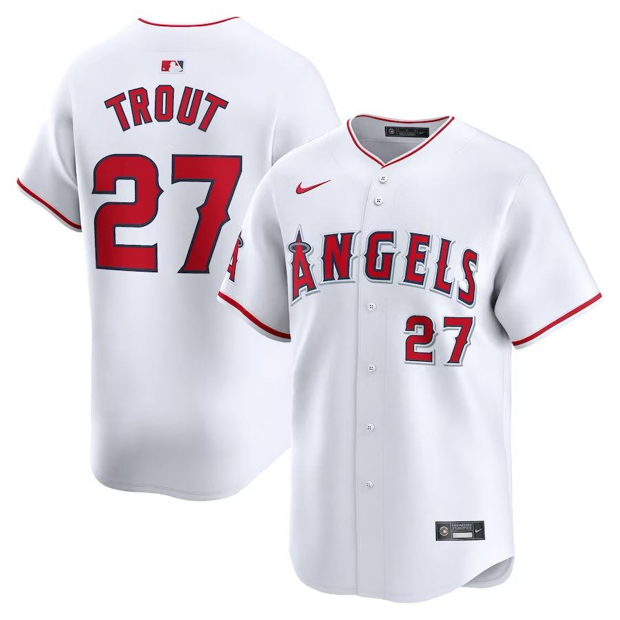 Los Angeles Angels Nike White Mike Trout 27 Jersey MLB Vintage Snapback Baseball Cap Adjustable Streetwear Hat
